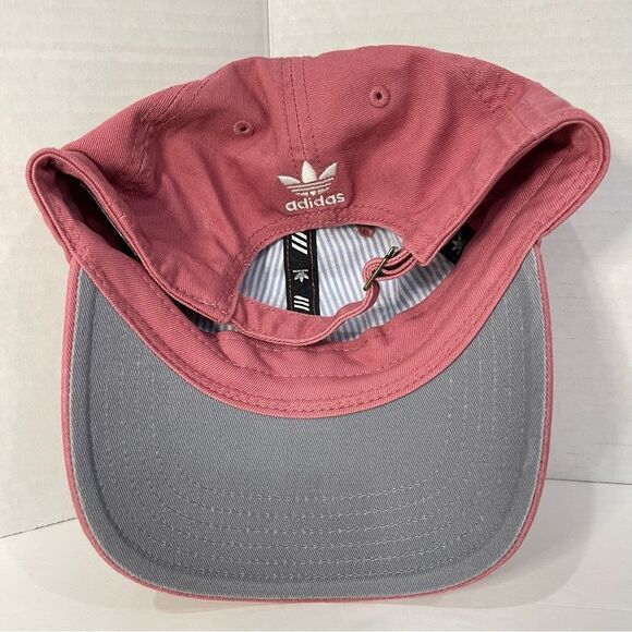 Adidas Trefoil Logo Pink Mauve Hat 100% Cotton White Embroidered Sporty Like New - Picture 10 of 15
